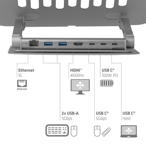 CLUB3D Verstelbare aluminium laptopstandaard met USB-C®-hub - Image 5
