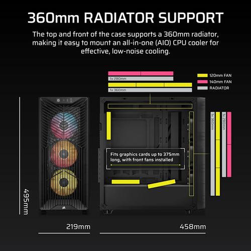 Corsair 3200D RS ARGB Mid-Tower PC Case - Smoke Midi Tower Zwart - Image 5