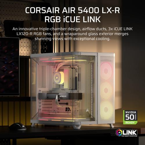 Corsair AIR 5400 LX-R RGB iCUE LINK Midi Tower Wit - Image 5