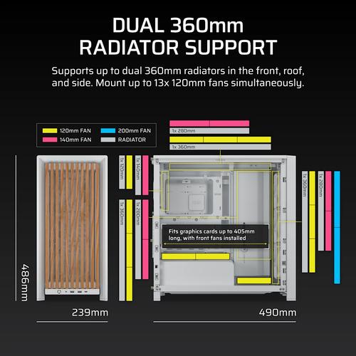 Corsair FRAME 4000D WOOD RS Midi Tower Hout, Wit - Image 9