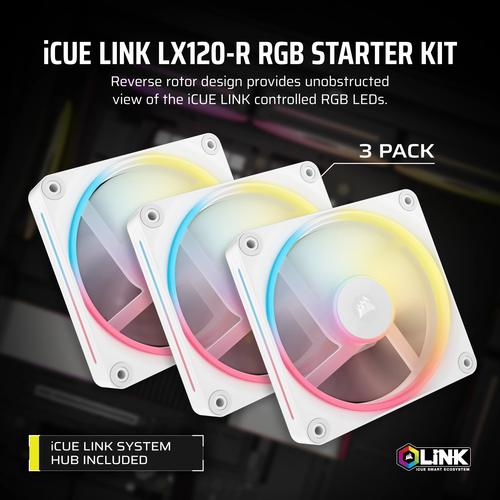 Corsair iCUE LINK LX120-R RGB Computer behuizing Ventilator 12 cm Wit 3 stuk(s) - Image 4
