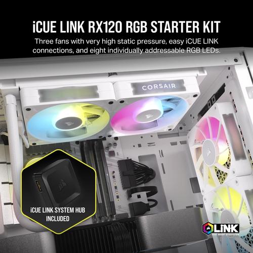 Corsair iCUE LINK RX120 RGB Computer behuizing Ventilator 12 cm Wit 3 stuk(s) - Image 2