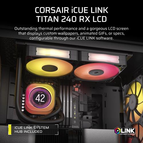 Corsair iCUE LINK TITAN 240 RX LCD Processor Luchtkoeler 12 cm Zwart 1 stuk(s) - Image 2