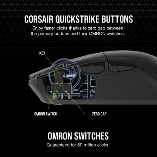 Corsair KATAR ELITE Wireless muis Gamen Rechtshandig RF Wireless + Bluetooth + USB Type-A Optisch 26000 DPI - Image 8