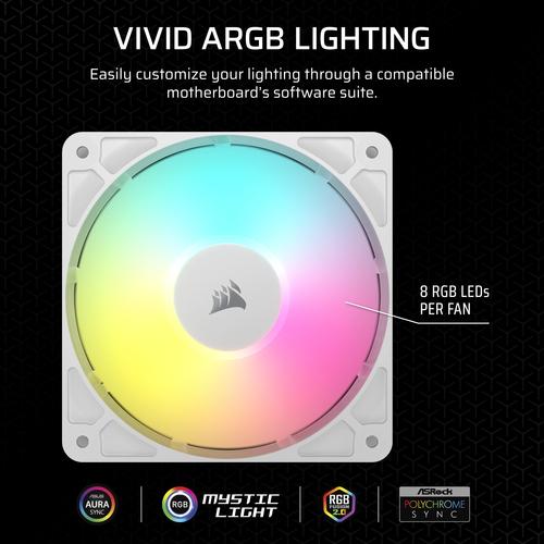 Corsair RS120 ARGB Computer behuizing Ventilator 12 cm Wit 3 stuk(s) - Image 8
