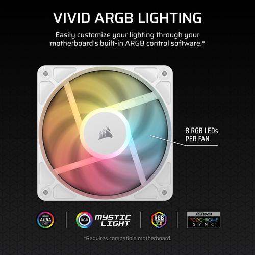 Corsair RS120-R ARGB Computer behuizing Ventilator 12 cm Wit 3 stuk(s) - Image 7
