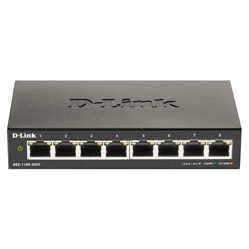 D-Link DGS-1100-08V2 Managed L2 Gigabit Ethernet (10/100/1000) Zwart - Image 1