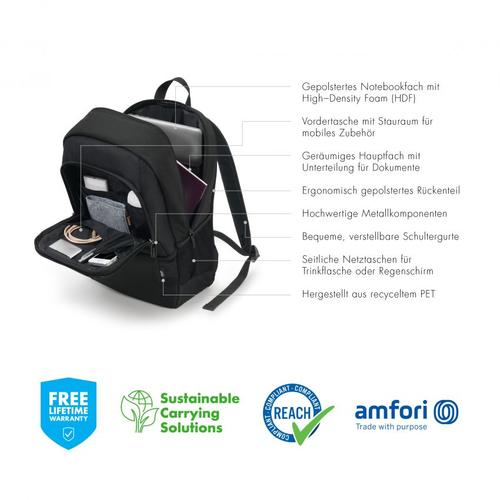 DICOTA Eco Backpack BASE 35,8 cm (14.1") Rugzak Zwart - Image 10