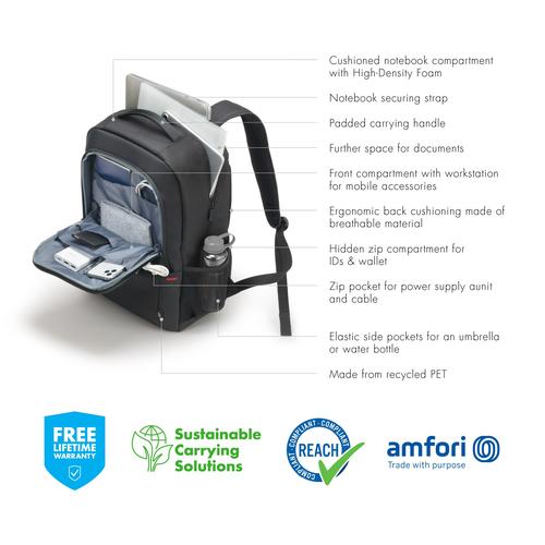 DICOTA Eco Backpack Plus BASE 39,6 cm (15.6") Rugzak Zwart - Image 9