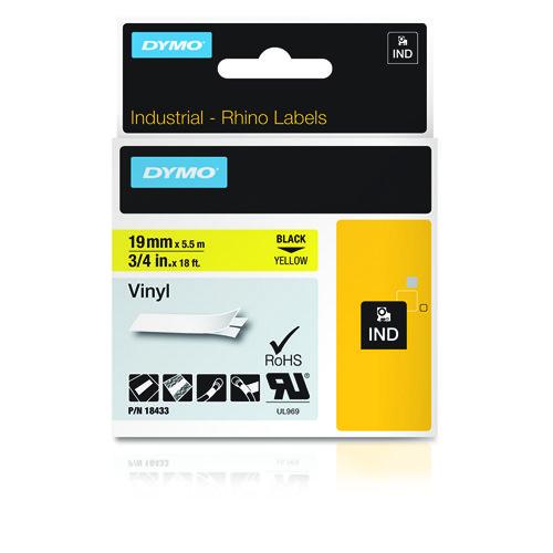 DYMO 18433 labelprinter-tape Zwart op geel - Image 1