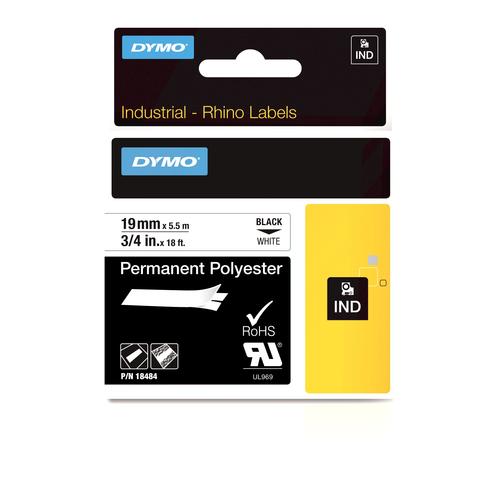 DYMO 18484 labelprinter-tape Zwart op wit - Image 1