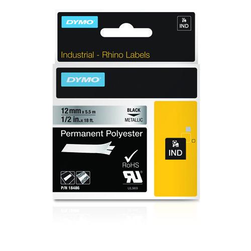 DYMO 18486 labelprinter-tape Zwart op metallic - Image 1