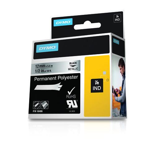 DYMO 18486 labelprinter-tape Zwart op metallic - Image 2