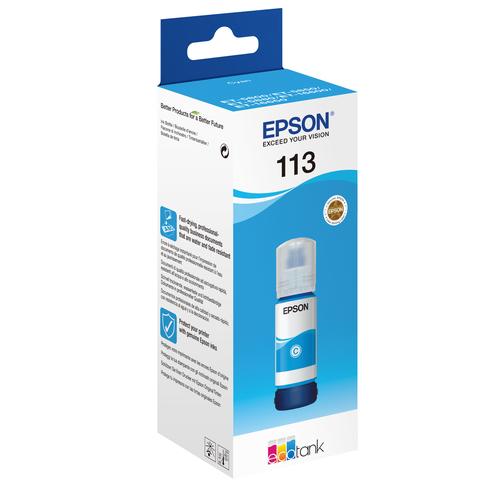 Epson 113 EcoTank Pigment Cyan ink bottle - Image 2
