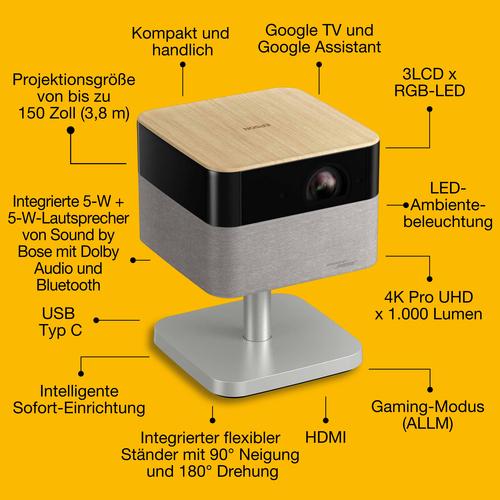Epson EF-72 Projector met normale projectieafstand 1000 ANSI lumens 3LCD 4K (4096x2400) Zwart, Eiken, Zilver - Image 2