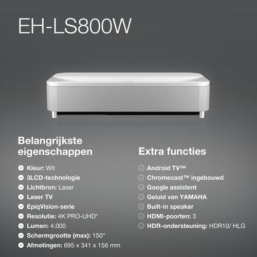 Epson EH-LS800W 4K PRO-UHD smart laserprojector, 4000 lumen, scherm van maximaal 150 inch - Image 5