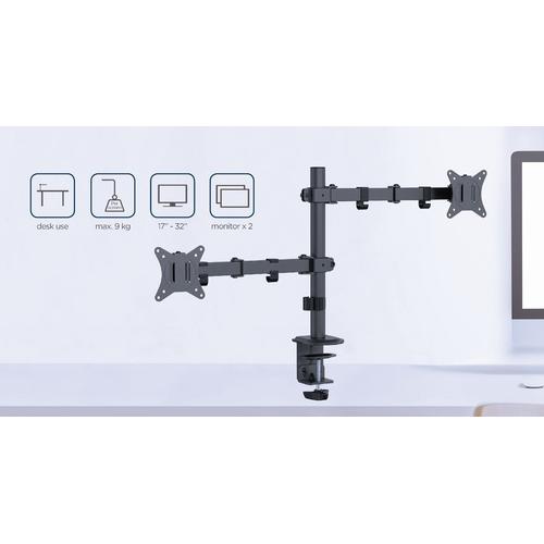 Gembird MA-D2-03 flat panel bureau steun 81,3 cm (32") Zwart - Image 5