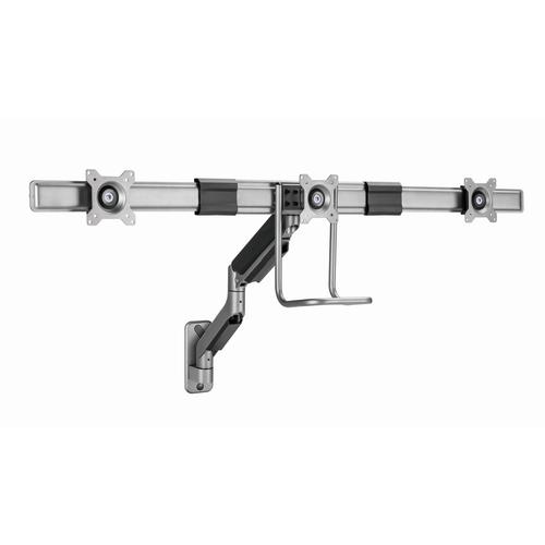 Gembird Monitorarm met gasveer voor 3 monitoren (wandmontage), space grey - Image 1