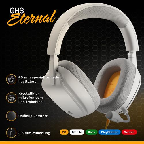 Glorious Gaming Glorious GHS Eternal - Stereo gaming headset voor pc, PS5, PS4, Xbox, Switch - Custom-tuned, gekantelde drivers, verstelbare, kristalheldere, afneembare mic, 3,5 mm - Duurzaam, dag/nacht comfort - Wit - Image 4