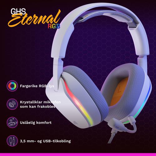 Glorious Gaming Glorious GHS Eternal RGB - Stereo RGB headset voor pc, PS5, PS4, Switch - Custom-tuned, gekantelde drivers, verstelbare, kristalheldere, afneembare mic, USB-C - Duurzaam, dag/nacht comfort - Wit - Image 4