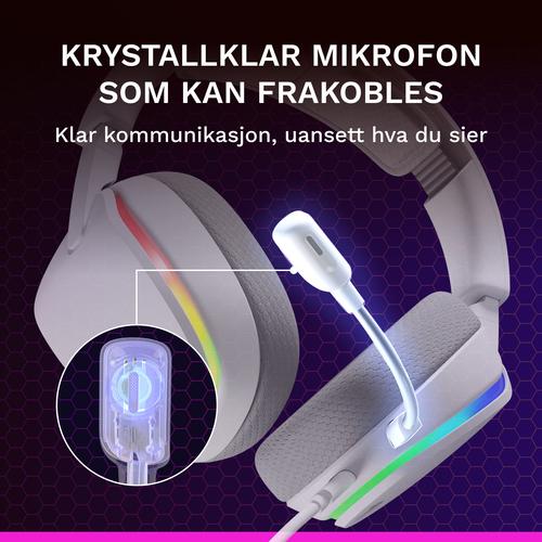Glorious Gaming Glorious GHS Eternal RGB - Stereo RGB headset voor pc, PS5, PS4, Switch - Custom-tuned, gekantelde drivers, verstelbare, kristalheldere, afneembare mic, USB-C - Duurzaam, dag/nacht comfort - Wit - Image 6