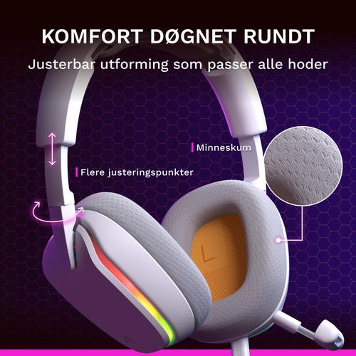 Glorious Gaming Glorious GHS Eternal RGB - Stereo RGB headset voor pc, PS5, PS4, Switch - Custom-tuned, gekantelde drivers, verstelbare, kristalheldere, afneembare mic, USB-C - Duurzaam, dag/nacht comfort - Wit - Image 7