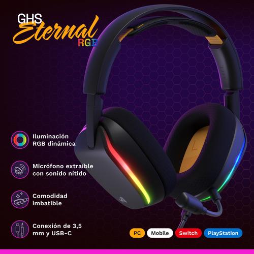 Glorious Gaming Glorious GHS Eternal RGB - Stereo RGB headset voor pc, PS5, PS4, Switch - Custom-tuned, gekantelde drivers, verstelbare, kristalheldere, afneembare mic, USB-C - Duurzaam, dag/nacht comfort - Zwart - Image 3
