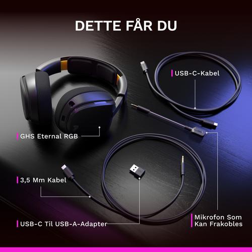Glorious Gaming Glorious GHS Eternal RGB - Stereo RGB headset voor pc, PS5, PS4, Switch - Custom-tuned, gekantelde drivers, verstelbare, kristalheldere, afneembare mic, USB-C - Duurzaam, dag/nacht comfort - Zwart - Image 4