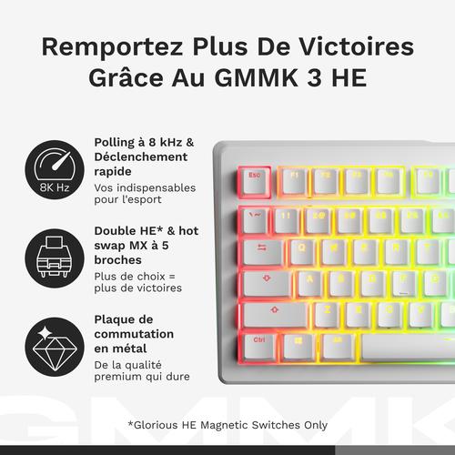 Glorious Gaming GMMK 3 HE 100% Prebuilt toetsenbord Gamen USB AZERTY Frans Wit - Image 3