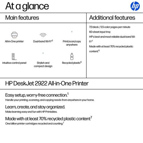 HP DeskJet 2922 Draadloos All-in-One Kleur Printer - Image 2