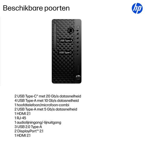 HP EliteDesk 8 Tower G1i AI Wolf Pro Security Edition Intel Core Ultra 7 265 16 GB DDR5-SDRAM 512 GB SSD Windows 11 Pro PC AI PC Zwart - Image 4