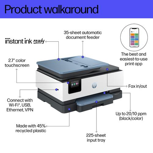 HP OfficeJet Pro 8135e Draadloos All-in-One Kleur Printer, Instant Ink; Dubbelzijdig printen - Image 9