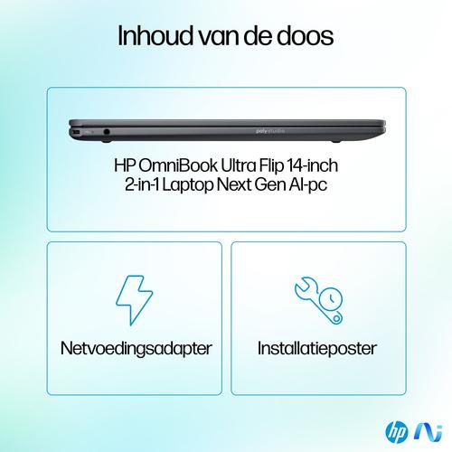 HP OmniBook Ultra Flip 14-fh0095nd Copilot+ PC Intel Core Ultra 9 288V Hybride (2-in-1) 35,6 cm (14") Touchscreen 3K 32 GB LPDDR5x-SDRAM 1 TB SSD Wi-Fi 7 (802.11be) Windows 11 Home Blauw - Image 2