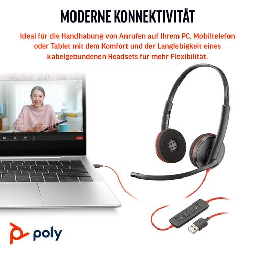 HP Poly Blackwire 3220 stereo USB-C-headset + USB-C/A-adapter (bulk) - Image 9