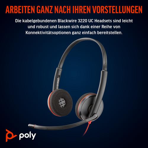 HP Poly Blackwire 3220 zwarte stereo USB-C-headset + USB-C/A-adapter (bulk) - Image 8