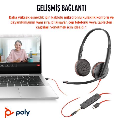 HP Poly Blackwire 3225 Stereo USB-C Headset + 3,5 mm plug + USB-C/A adapter - Image 8