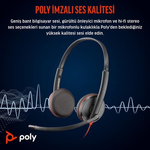HP Poly Blackwire 3225 Stereo USB-C Headset + 3,5 mm plug + USB-C/A adapter - Image 9