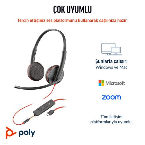 HP Poly Blackwire 3225 stereo USB-C-headset + 3,5 mm stekker + USB-C/A-adapter (bulk) - Image 9