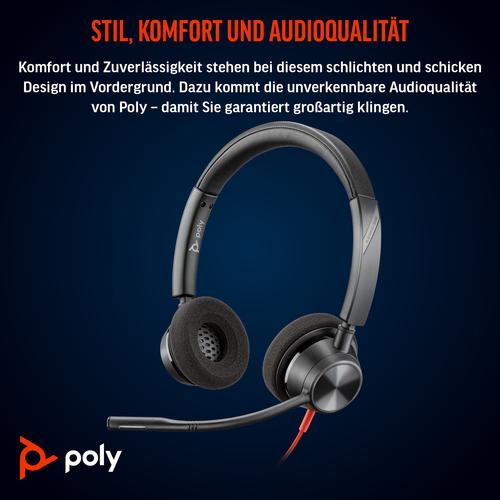HP Poly Blackwire 3320 Stereo Microsoft Teams Certified USB-C Headset + USB-C/A adapter - Image 3