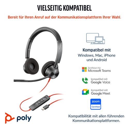 HP Poly Blackwire 3320 Stereo Microsoft Teams Certified USB-C Headset + USB-C/A adapter - Image 5