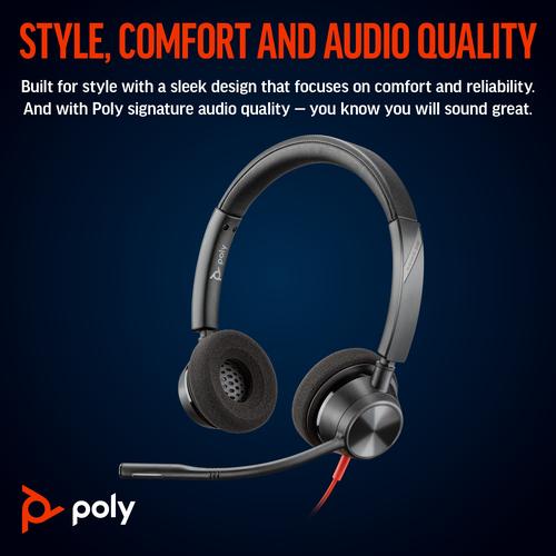 HP Poly Blackwire 3320 Stereo USB-C Headset + USB-C/A adapter - Image 2