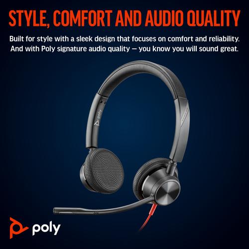 HP Poly Blackwire 3325 Stereo Microsoft Teams Certified USB-C Headset + 3,5 mm plug + USB-C/A adapter - Image 10