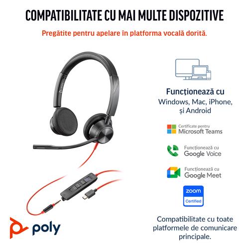 HP Poly Blackwire 3325 Stereo Microsoft Teams Certified USB-C Headset + 3,5 mm plug + USB-C/A adapter - Image 3