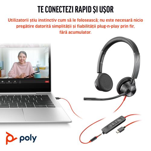 HP Poly Blackwire 3325 Stereo Microsoft Teams Certified USB-C Headset + 3,5 mm plug + USB-C/A adapter - Image 5