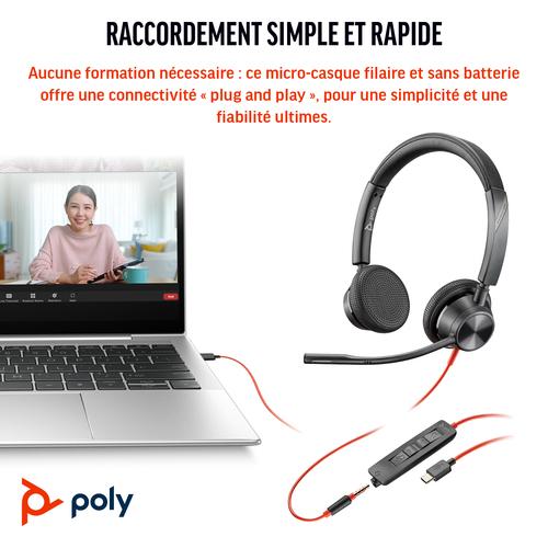 HP Poly Blackwire 3325 Stereo USB-C Headset + 3,5 mm plug + USB-C/A adapter - Image 10