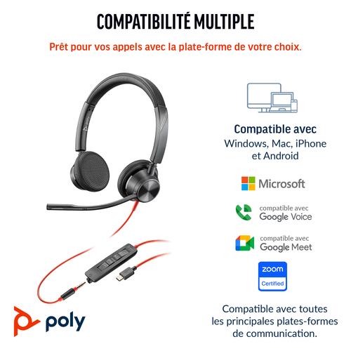 HP Poly Blackwire 3325 Stereo USB-C Headset + 3,5 mm plug + USB-C/A adapter - Image 9