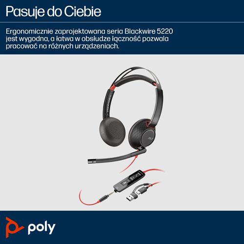 HP Poly Blackwire 5220 Stereo USB-C Headset + 3,5 mm plug + USB-C/A adapter - Image 8