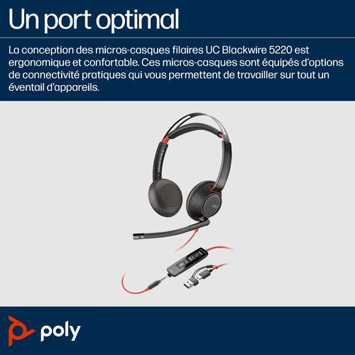 HP Poly Blackwire 5220 stereo USB-C-headset + 3,5 mm stekker + USB-C/A-adapter (bulk) - Image 4