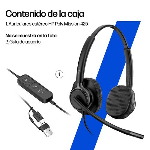 HP Poly Mission 425 Stereo USB Wired Headset - Image 8