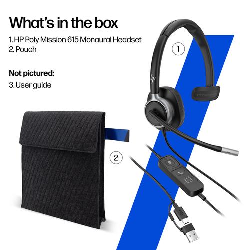 HP Poly Mission 615 Monaural USB Wired Headset - Image 3